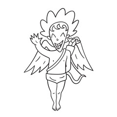 Isolated thin line illustration of Cupid. Thin line love hand drawn icon for Valentine's day.
