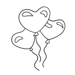 Isolated thin line illustration of a heart shaped balloons. Thin line love hand drawn icon for Valentine's day.