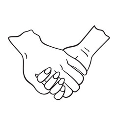Fototapeta premium Isolated thin line illustration of a holding hands. Thin line love hand drawn icon for Valentine's day.