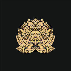 Ornamental  lotus flower pattern with third eye. Decoration in oriental, Indian style.