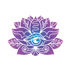 Ornamental  lotus flower pattern with third eye. Decoration in oriental, Indian style