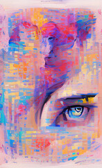 eye of the person and colorful illustration