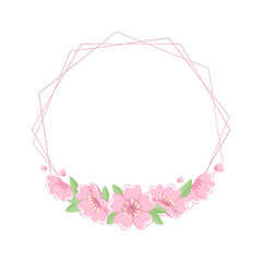 Round Geometric Cherry Blossom Frame