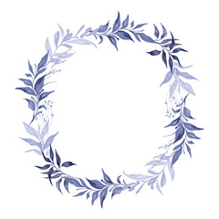 Navy blue watercolor floal wreath