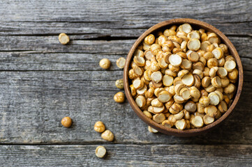 Roasted yellow broken half chickpeas, traditional turkish nut, leblebi
