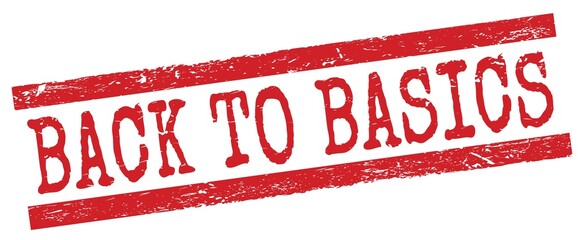 BACK TO BASICS text on red lines stamp sign.