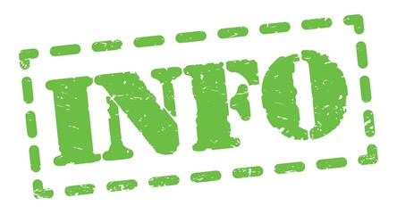 INFO text written on green stamp sign.