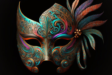 Colorful carnival mask. Generative ai