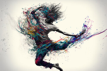 Abstract painting of dancing person. Generative ai.