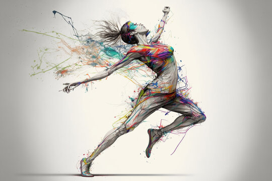 Abstract painting of dancing person. Generative ai.