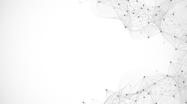 Abstract plexus background with connected lines and dots. Wave flow. Plexus geometric effect Big data with compounds. Lines plexus, minimal array. Digital data visualization, illustration