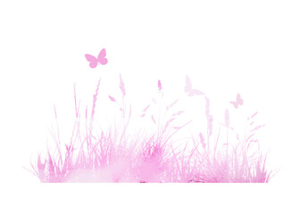 Background pink grass natural silhouette. Vector