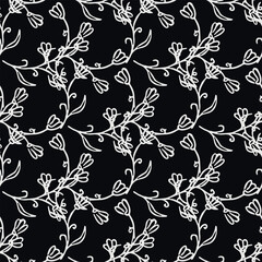 Seamless floral pattern. Doodle background with flowers. Spring pattern