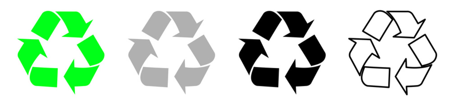 Rcycling arrows set on transparent background. Recycling icons. PNG image.