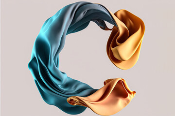 Fabric sienna color Cloth Flowing on Wind, Textile Wave Flying movement, 3d rendering abstract fashion background with Generative AI Technology