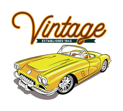 Classic Car Pictures Vector Illustration for your graphic design or your t shirt
