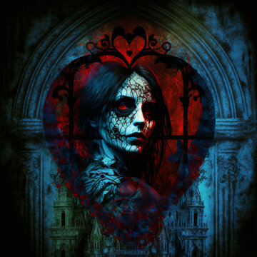 Gothic Valentine´s day, AI Generated, gothic love.