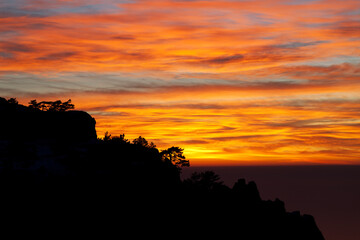 Beautiful sunset in Crimea rocks