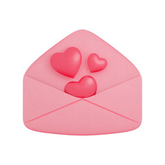 Hearts inside envelope 3d icon model isolated