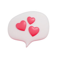 Chat bubble with hearts inside isolated