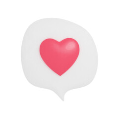 Chat bubble with a heart inside isolated