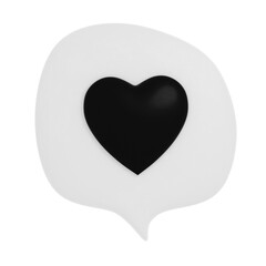 Chat bubble with a heart inside isolated