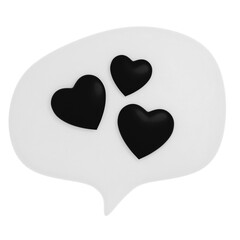 Chat bubble with hearts inside isolated