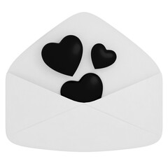 Hearts inside envelope 3d icon model isolated