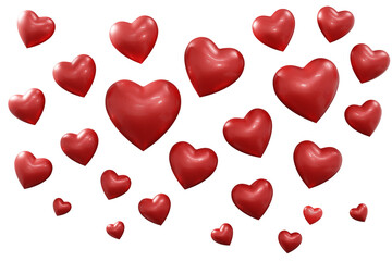 Red hearts 3d style isolated 