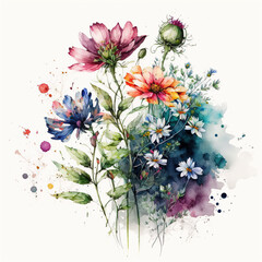 bouquet of flowers watercolor - generated by Generative AI