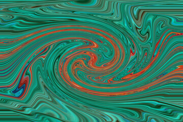 Fototapeta na wymiar Distorted photo, abstract background in orange-green colors. Psychedelic design.
