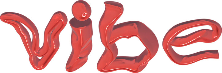 Vibe Metal 3D Word Self Love Futuristic Abstract Text Sticker