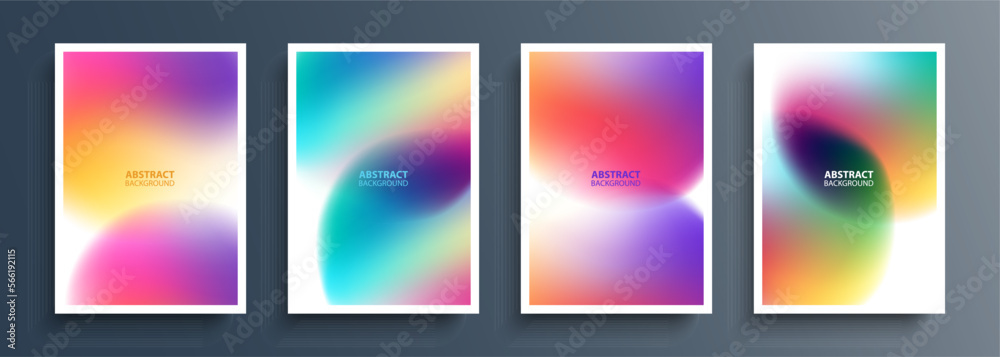Aufkleber Blurred circles. Set of abstract backgrounds with soft gradient round shapes for your creative graphic design. Vector illustration.	