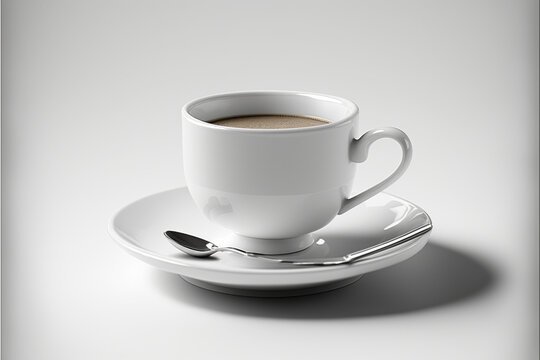 Isolated white cup of coffee, tea, copy space, Generative AI