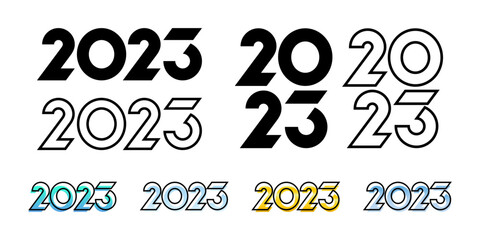 2023年の文字、テキストデザイン、フォント、ロゴのベクターイラスト素材