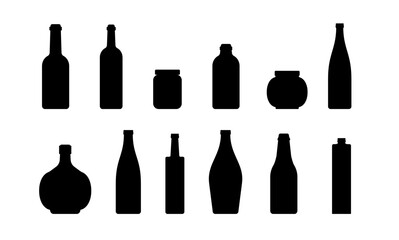 Obraz premium 色々なビンのシルエットセット