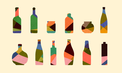 カラフルなビンセット（ベクターあり）