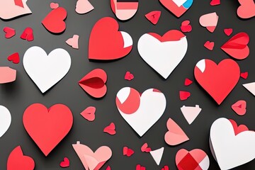 Seamless background with paper hearts - Illustration, romantic, valentine, love
