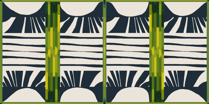 Ethnic style trendy abstract print. Line art black and white illustrations. Modern vector template for design. 