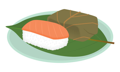柿の葉寿司のイラスト