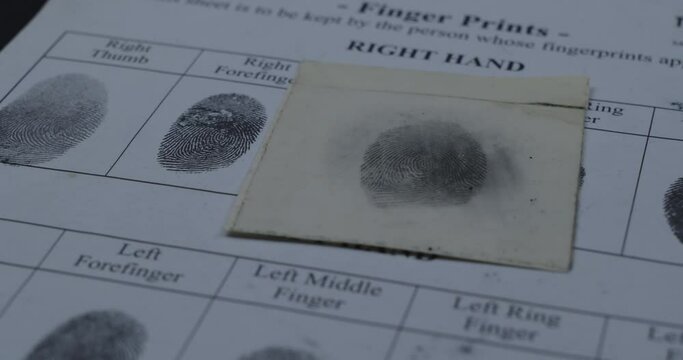Fingerprint on police fingerprint card