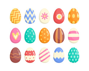 Cartoon Easter Eggs. Colorful Vector Illustration for Easter Celebration. Eggs Isolated on White Background.