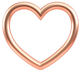 Golden heart ring isolated on a transparent background. Cut out object in 3D illustration with Valentines and love concept