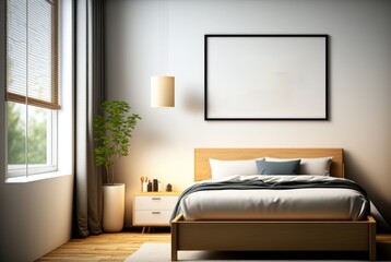 Cozy white, bedroom interior.