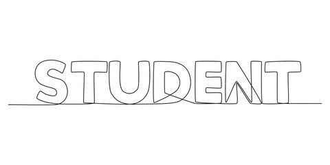 One continuous line of Student word. Thin Line Illustration vector concept. Contour Drawing Creative ideas.