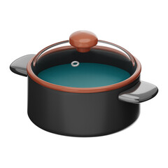 Premium chef and kitchen stewpot icon 3d rendering on isolated background PNG