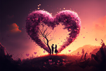 Happy Valentine's Day, Couple, Love, Heart, Generative AI