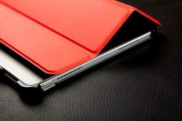 image of tablet case leather background