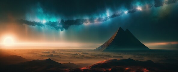 Fototapeta na wymiar Pyramid Apocalypse Landscape. Generative AI.