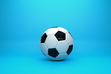 Fototapeta na wymiar Football soccer ball on blue background.